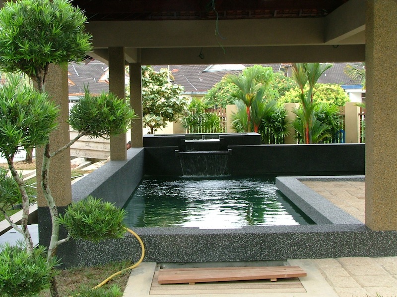 Koi Pond in Malaysia filling with water