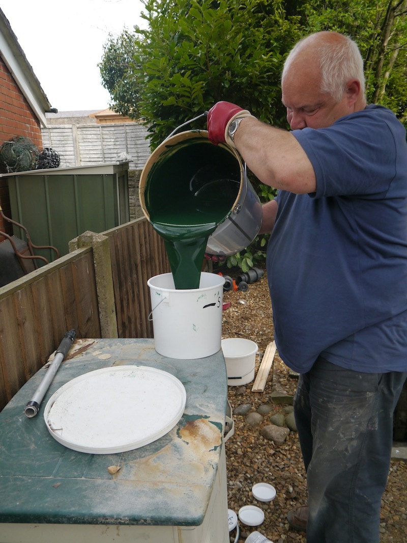 Pond walls being re-surfaced