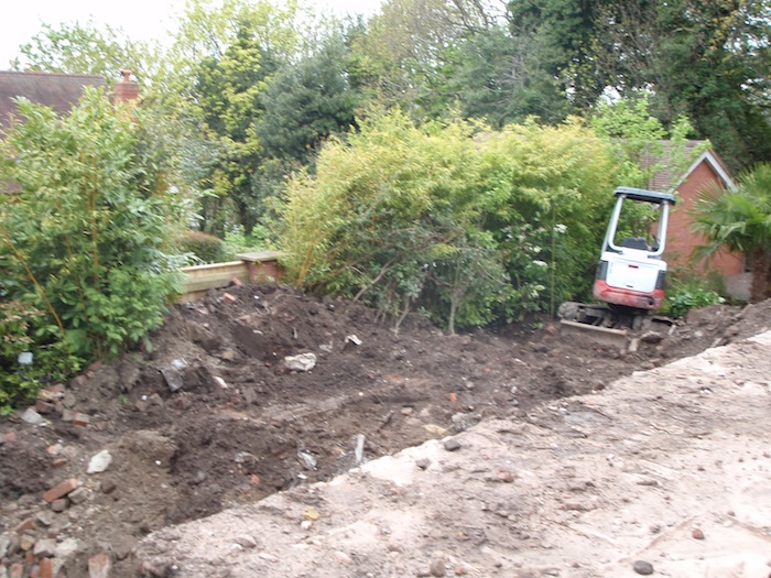 Starting to dig area for koi pond