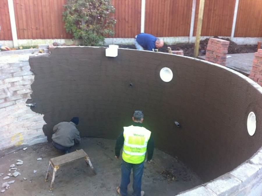 Pond walls being rendered