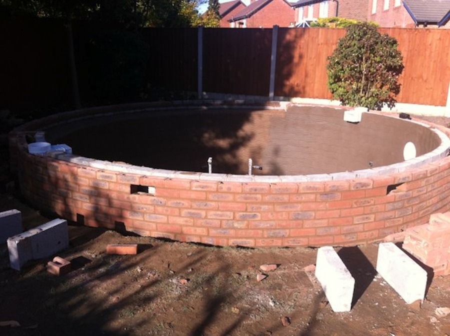 Facing bricks for decoration koi pond